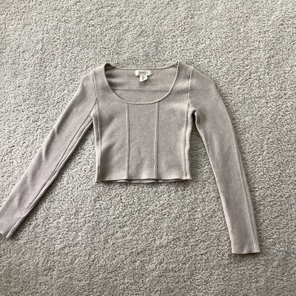 Jessica Simpson long sleeve cropped corset top